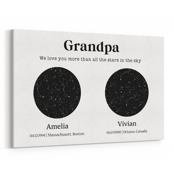 Grandpa Custom Star Map Canvas Print
