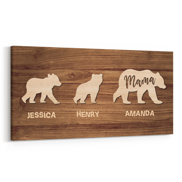 Mama Bear Custom Name Canvas Print