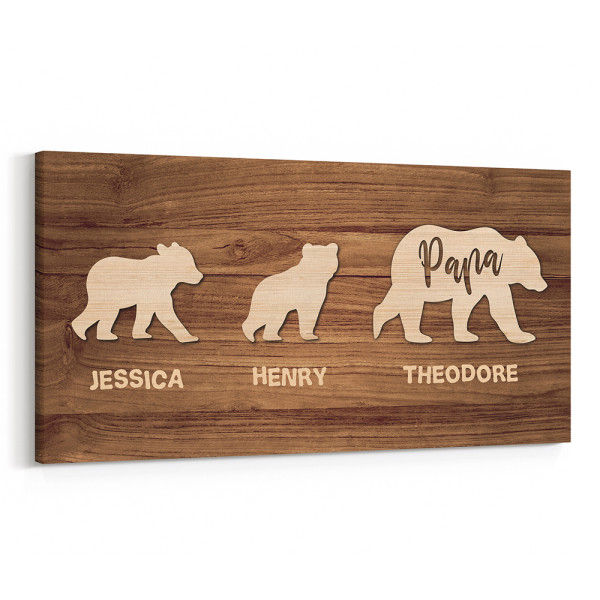 Papa Bear Custom Name Canvas Print