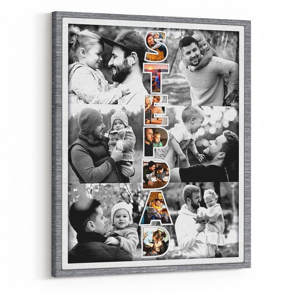 Step Dad Art Custom Photo Collage Canvas Print