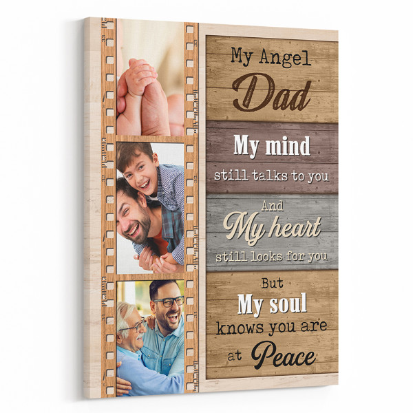 My Angel Dad My Mind Still Talks to You Custom Photo Canvas Print