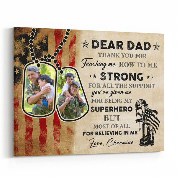 Dear Dad Thank You For Teaching Me Custom Photo Canvas Print