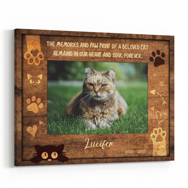 The Memories And Paw Print Of A Beloved Cat Custom Canvas Print