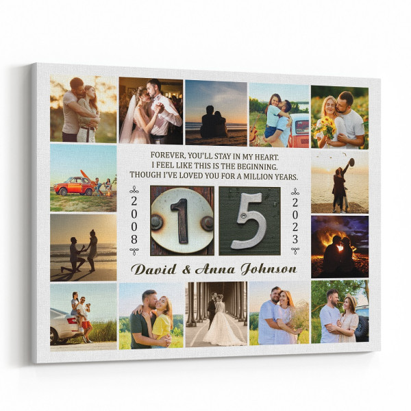 15 Years Forever You’ll Stay In My Heart Photo Collage Canvas Print