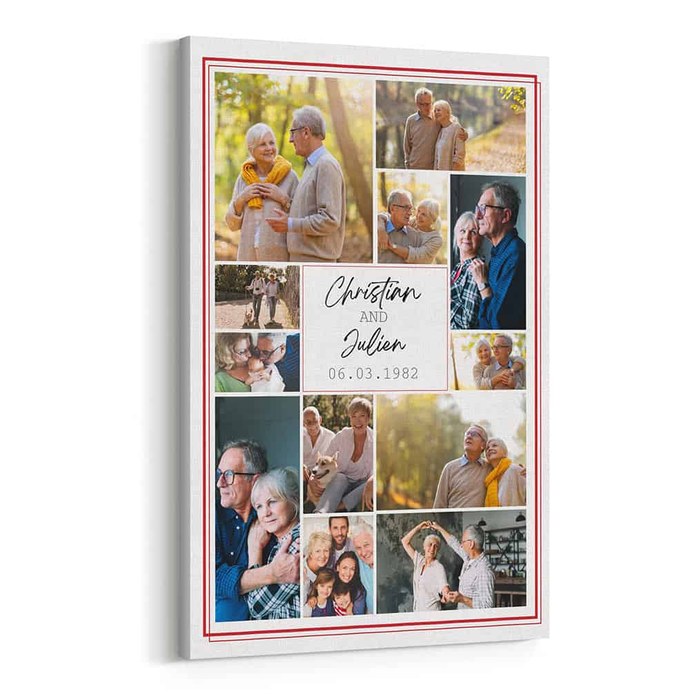 Wedding Anniversary Custom Photo Collage Canvas Print