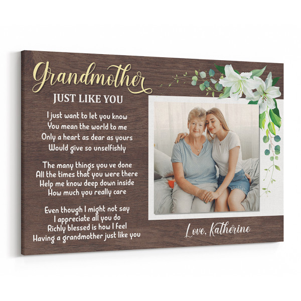 A Grandmother Just Like You Poem Custom Photo Canvas Print