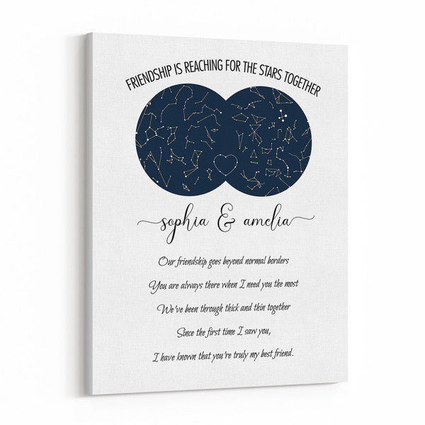Best Friend Double Star Map Canvas Print
