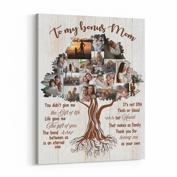 Bonus Mom Gift Family Tree Collage Canvas Print