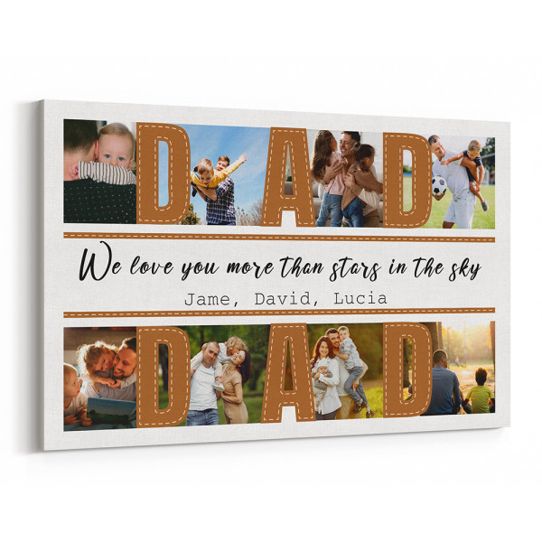 Dad We Love You More Than Stars In The Sky Photo Collage Canvas Print