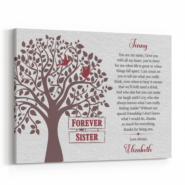 Forever Sisters Poem Custom Canvas Print