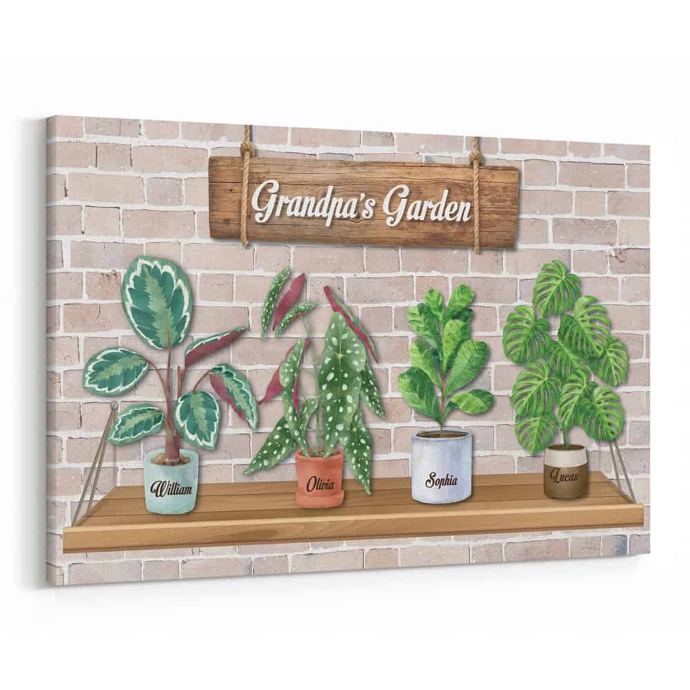 Grandpa’s Garden With Grandchildren’s Zodiac Plants Canvas Print