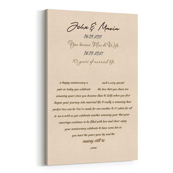 Personalized Message And Heart Shaped Lyrics Canvas Print