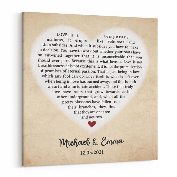 Love Is A Temporary Madness Poem Custom Canvas Print