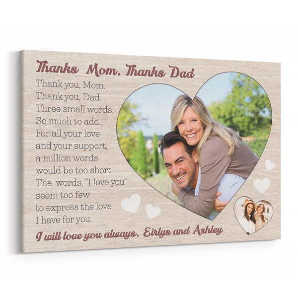 Thank You Mom Thank You Dad Custom Canvas Print