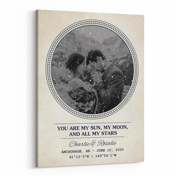 You Are My Sun, My Moon, And All My Stars Star Map Photo Canvas Print