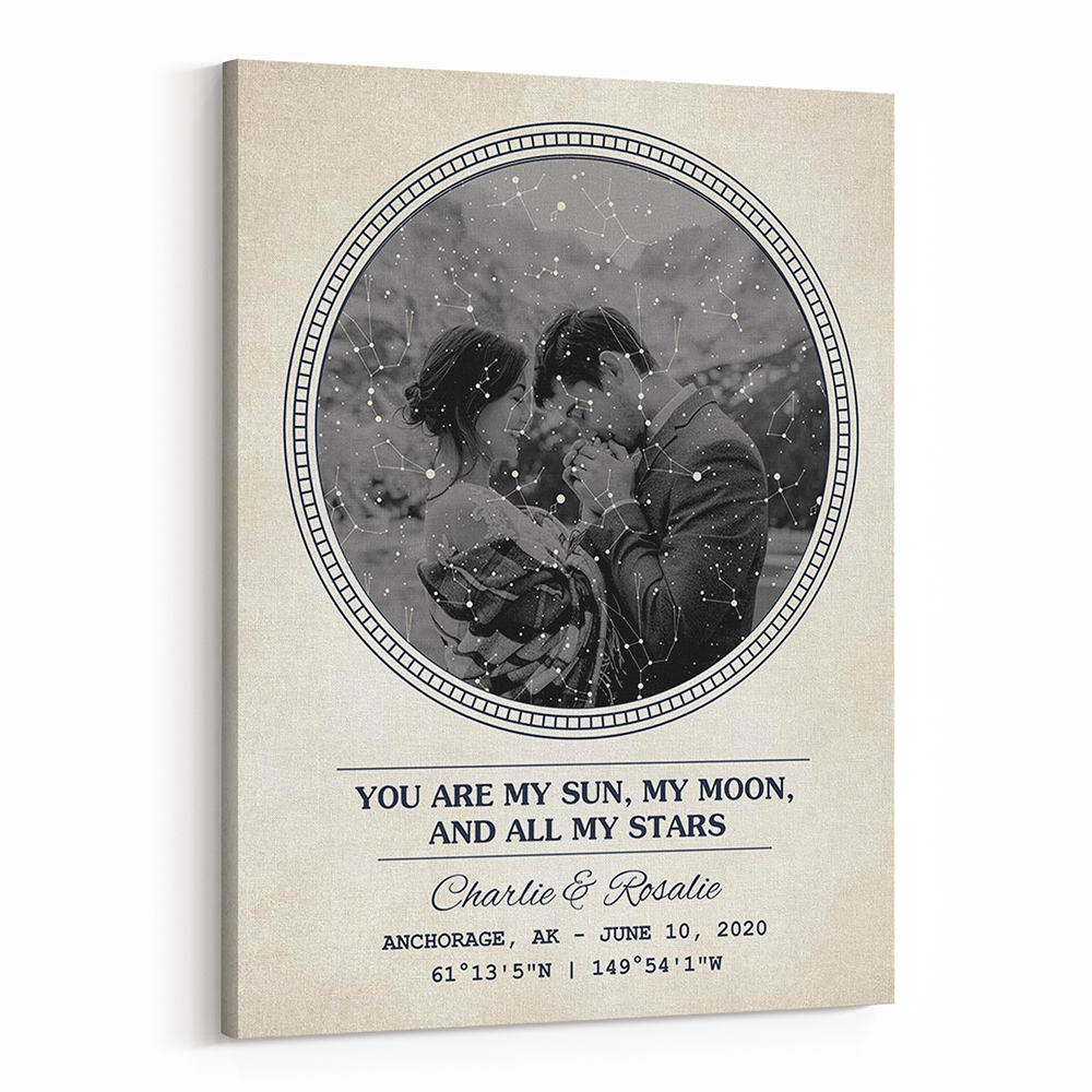 You Are My Sun, My Moon, And All My Stars Star Map Photo Canvas Print
