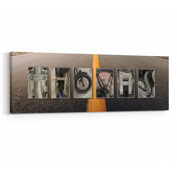 Motorcycle Letter Art Custom Name Canvas