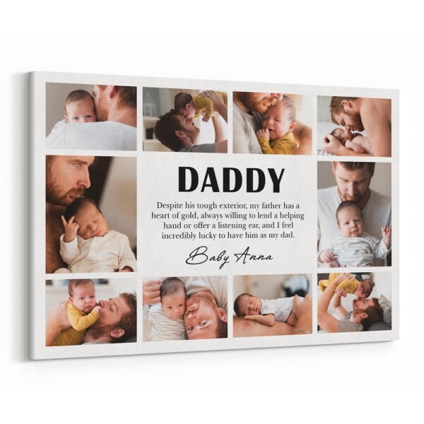 Custom Daddy Photo Collage Memorable Canvas Print