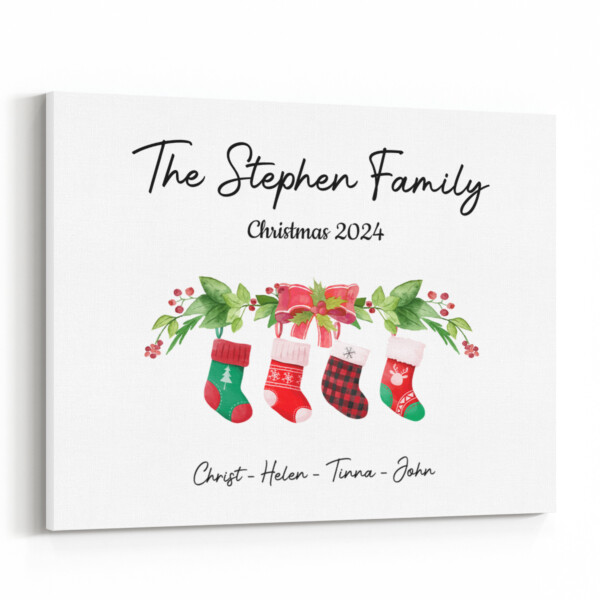 Personalised Christmas Stocking Print Canvas Print