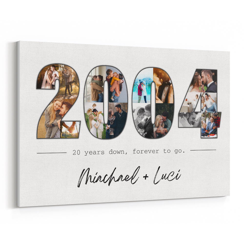 20th Anniversary Gift – 2004 Custom Photo Collage Canvas Print