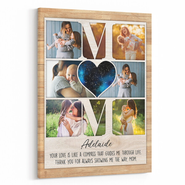 Mom Custom Star Map And Photo Canvas Print
