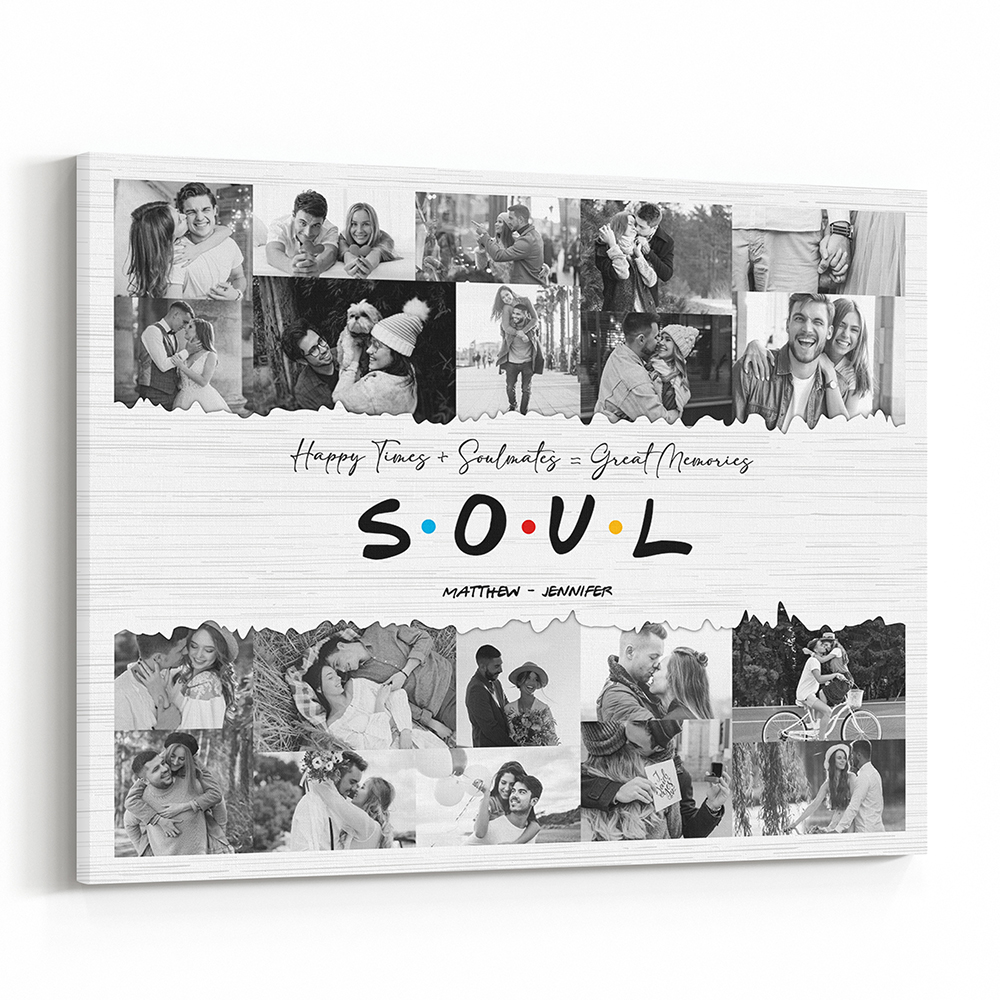 Custom Photo Soulmates, Always - Couple  Personalized Custom Vertical Canvas - Gift For Husband Wife, Anniversary