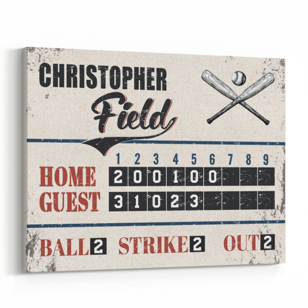 Custom Baseball Scoreboard Canvas Print
