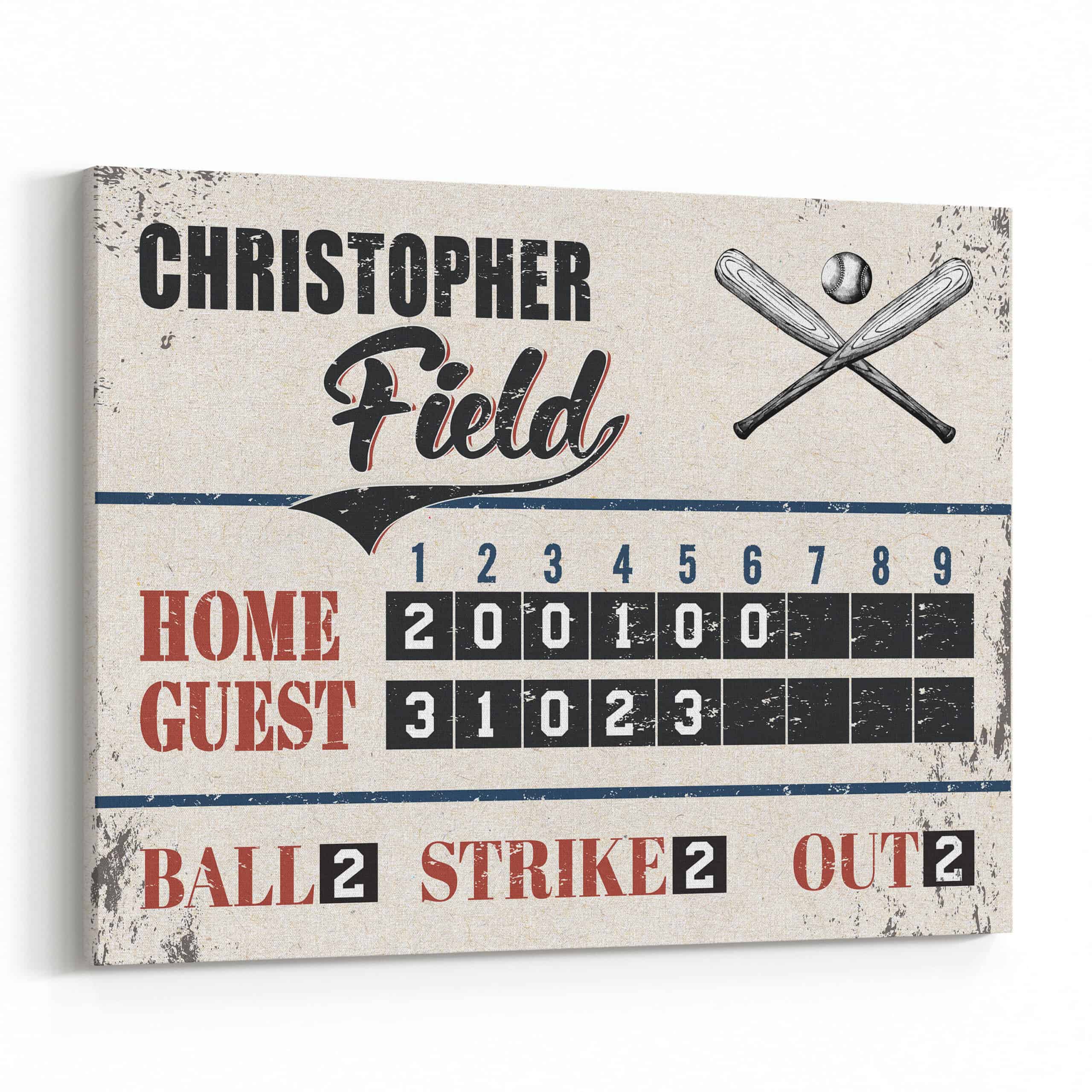 Custom Baseball Scoreboard Canvas Print
