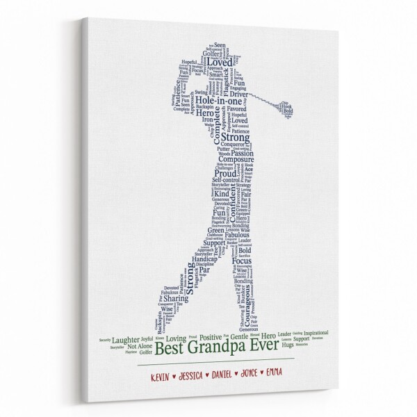 Golf Grandpa Word Art Custom Canvas Print