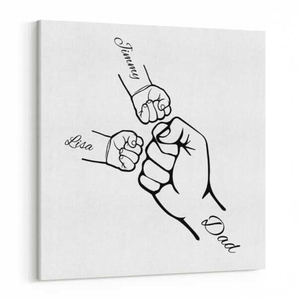 Fist Bump Dad and Kids Canvas Print