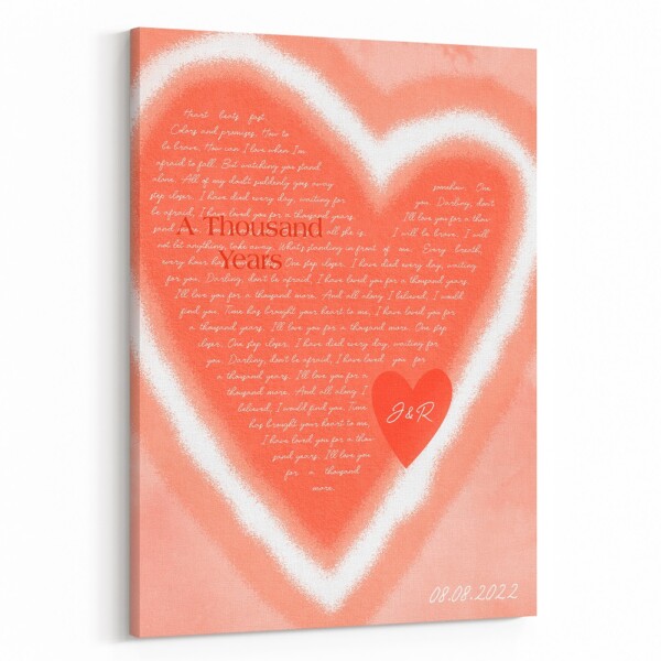 Peach Fuzz Heart-Shaped Song Lyrics Canvas Art