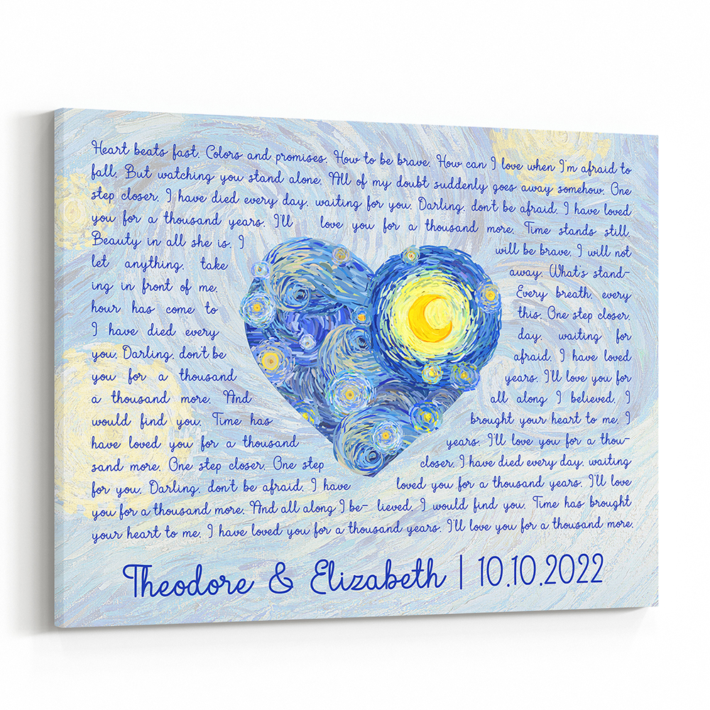 Van Gogh-Inspired The Starry Night Song Lyrics Canvas Print