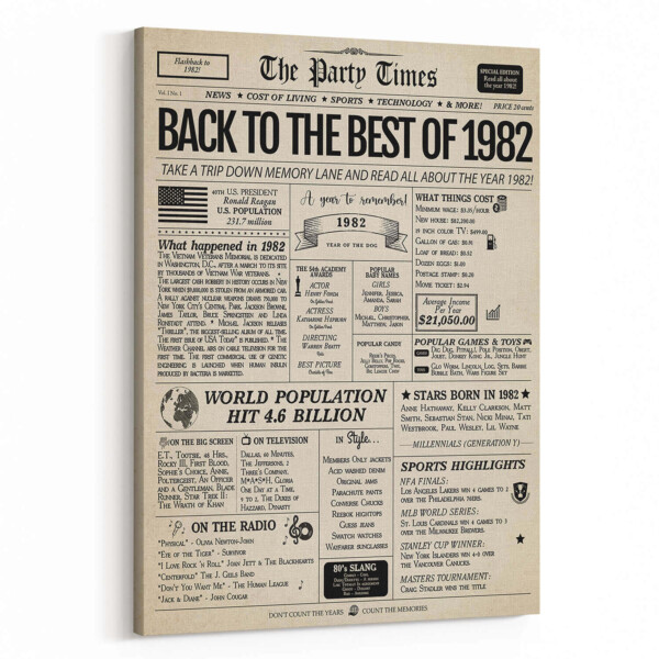 Back In 1982 42nd Birthday Newspaper  Canvas Print