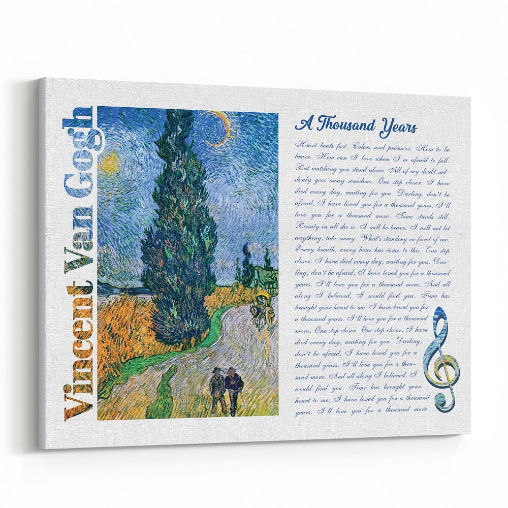 Vincent Van Gogh Road With Cypress And Star Song Lyrics Canvas Art