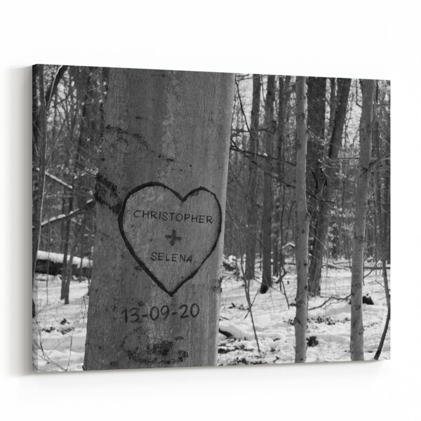 Personalized Carved Heart Art Canvas