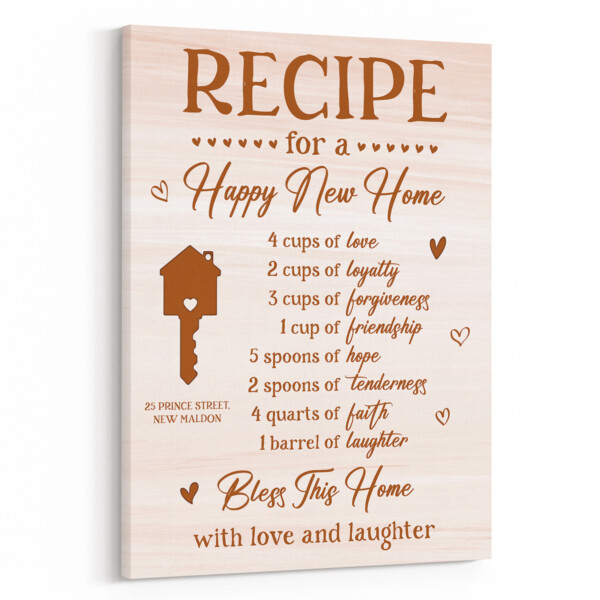 Recipe For A Happy New Home Canvas Print