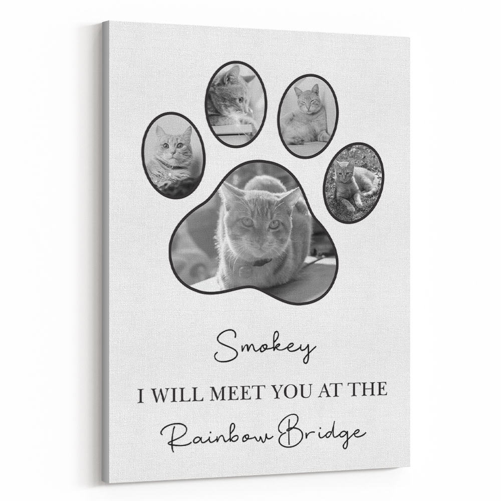 Personalized Cat Paw Photo Collage Canvas Print