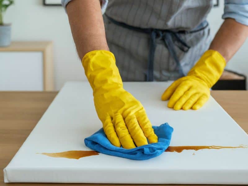 Cleaning Stains from Liquid or Grease on Canvas