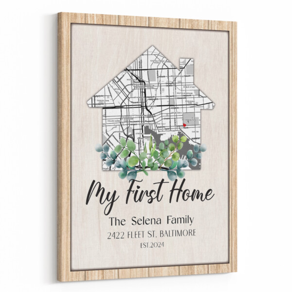 Personalized My First Home Map Housewarming Canvas Print