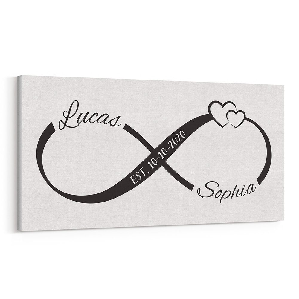 Personalized Infinity Heart Monogram Canvas Print