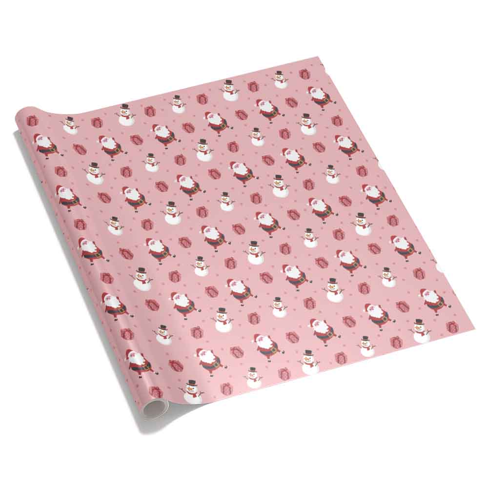 Personalized Little Girl Pink and Red Santa Christmas Wrapping Paper