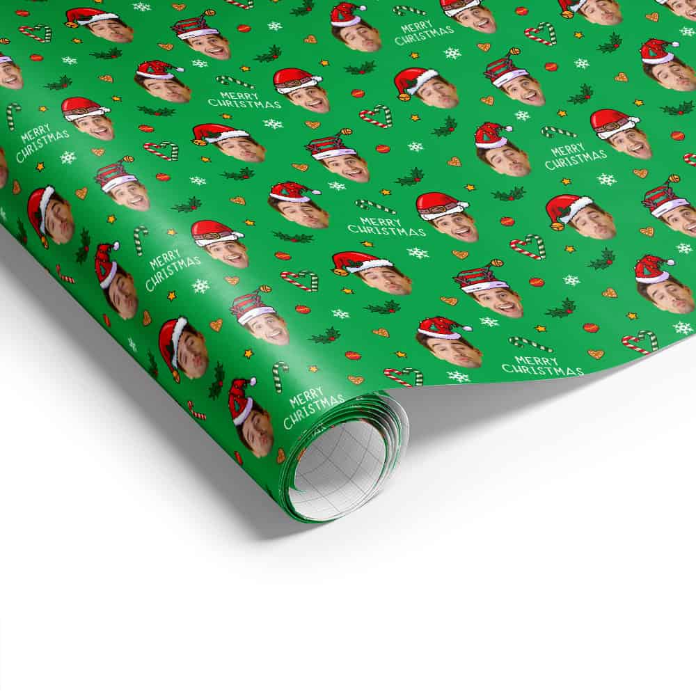 Personalized Funny Face Christmas Wrapping Paper 365Canvas