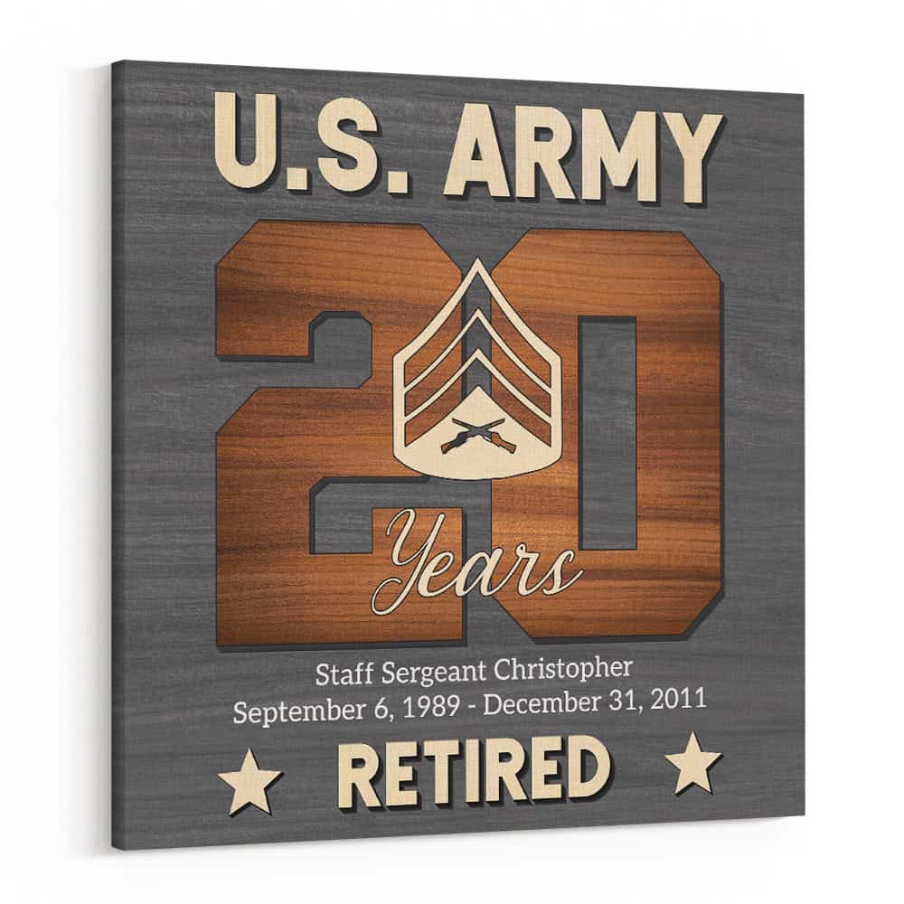 Rank Army Retirement Gift Custom Canvas Print