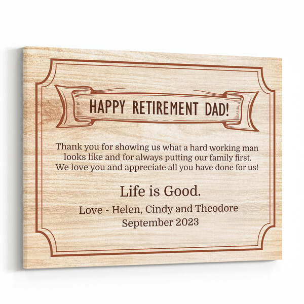 Custom Wood Retirement Gift For Dad Canvas Print