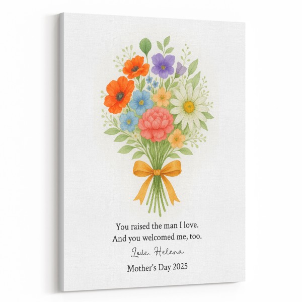 Bound with Love: Ribbon Tied Floral Canvas Print for Mother in Law