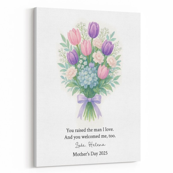 Elegance for Her – Soft Pink and Purple Floral Canvas Gift for Mother’s Day