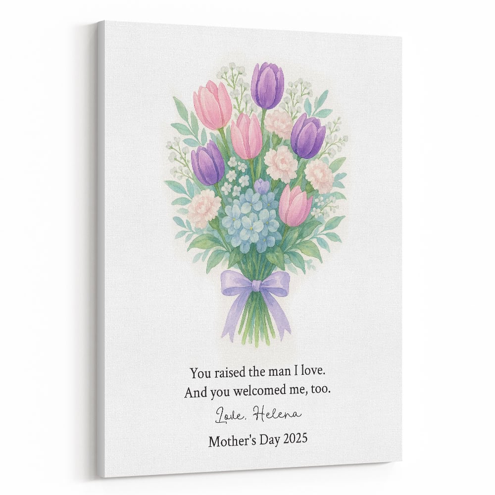 Elegance for Her – Soft Pink and Purple Floral Canvas Gift for Mother’s Day