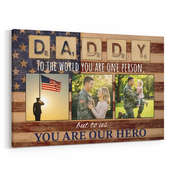 Military-Family Personalized Canvas - Father’s Day Gift for Husband