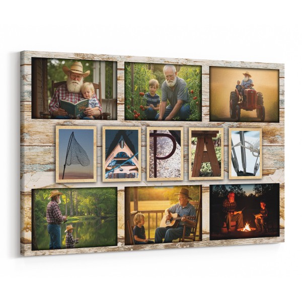 Personalized Grandpa PAW Canvas 6 Photo Gift for Father’s Day