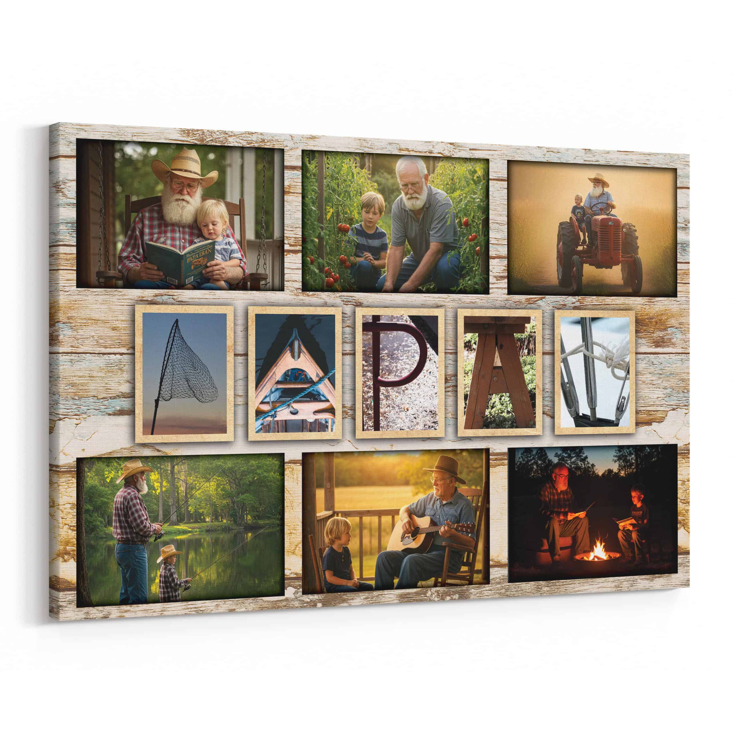 Personalized Grandpa PAW Canvas 6 Photo Gift for Father’s Day